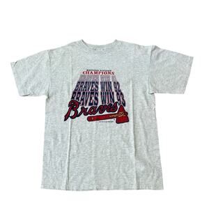 Vintage 1990s Atlanta Braves T-Shirt Single Stitch USA / Mens Large -